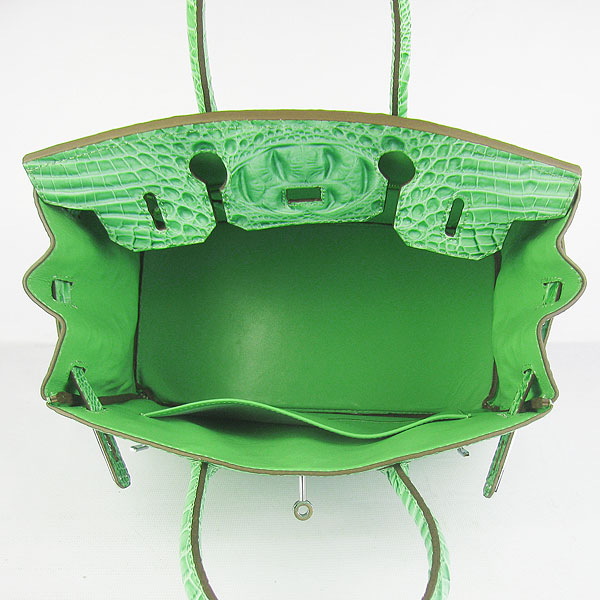 Replica Hermes Birkin 30CM Crocodile Head Veins Bag Green 6088 On Sale
